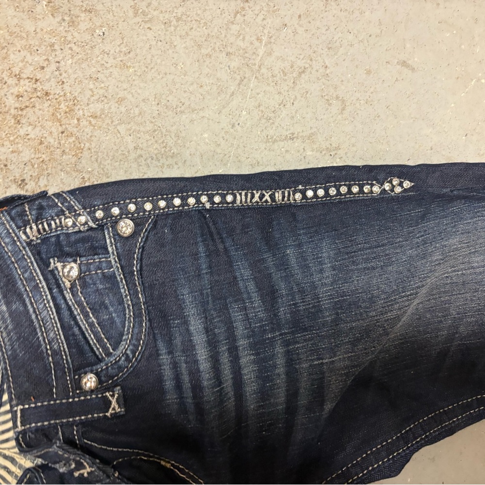 Rock Revival Dark Blue Jeans with Silver Accents